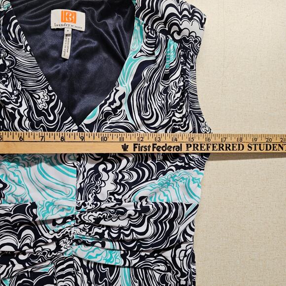 Laundry By Design Womens Dress Size 8 V Neck Teal Black Abstract Design - Picture 7 of 8